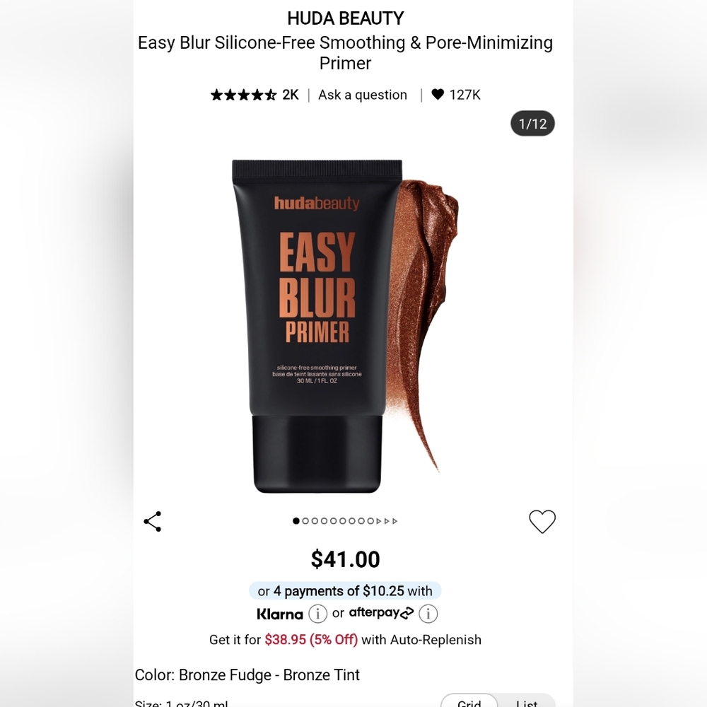 HUDA BEAUTY Blur & Glow Primer with Bronze Tint